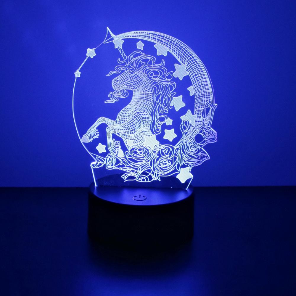 Anime 3D Lamp Unicorn LED Night Light RGB Color Changing Touch Child Nightlight Kid Toy Room Bedroom Decor Valentine's Day Gifts
