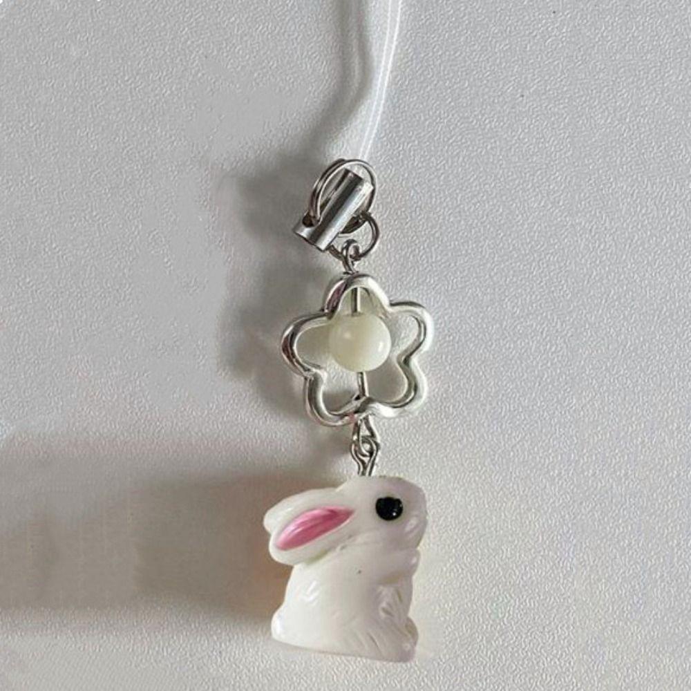 Pendant Rabbit Keychain Flower Bowknot Phone Strap Lanyard Fashion Cellphone Strap  Sweet Girls