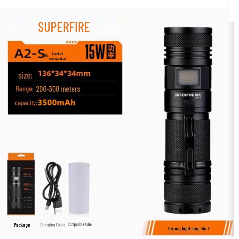 SupFire A2-S Rechargeable Zoom LED Flashlight