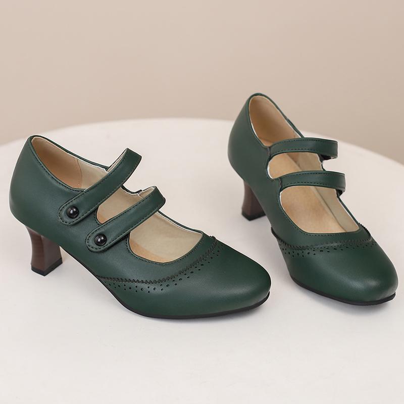 Женские туфли на высоком каблуке, весна-лето, новые, резные, в стиле ретро, легкие, большого размера, низкие туфли