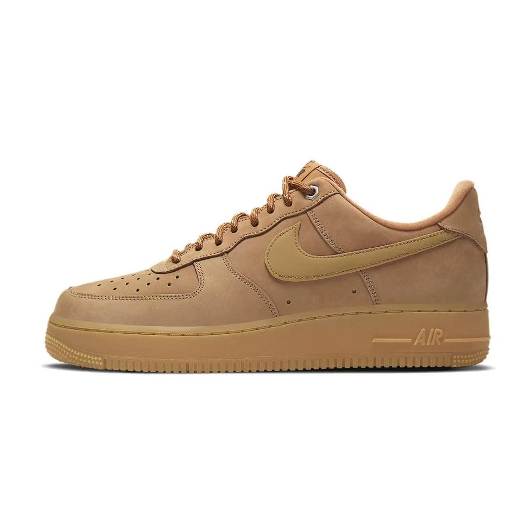 Nike Air Force 1 Коричневый с жаккардовым узором Коровья кожа Устойчивая к истиранию Легкие Низкие Кроссовки для скейтбординга Унисекс CJ9179-200(Team675-S-BOX)