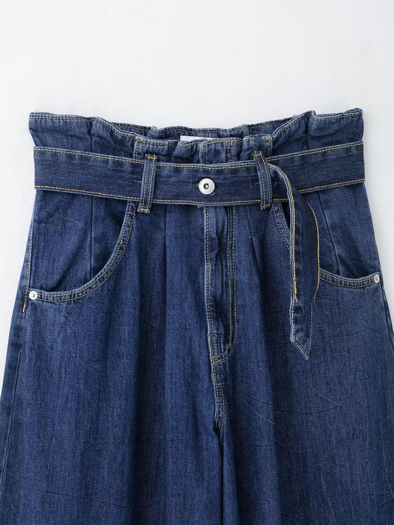 Женская мода весна 2025: Джинсовая рубашка европейского и американского стиля с длинными брюками