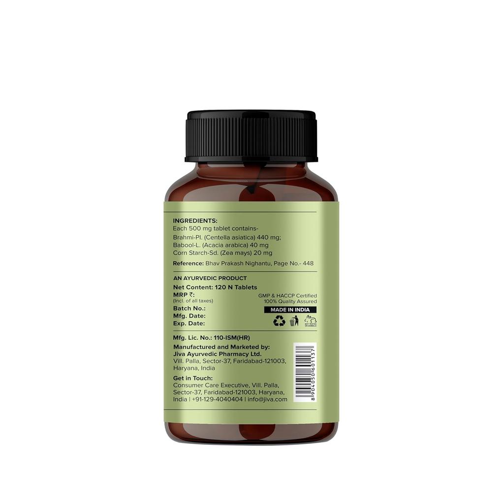 Jiva Brahmi Tablets 500 Mg Natural Wellness Supplement For Mental Clarity And Daily Balance 120 Tablets Pack Of 1