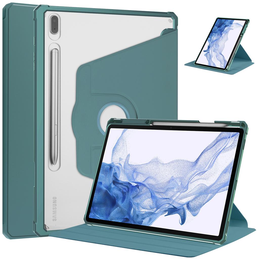 Гибридный тонкий чехол для Samsung Galaxy Tab S7 FE S8 S9 Plus 12,4 T970 11 S6 Lite 10,4, вращающийся на 360 градусов смарт-чехол с держателем для карандашей