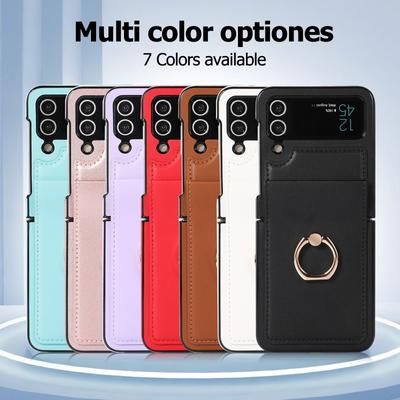 Роскошные кожаные чехлы для Samsung Galaxy Z Flip 4, чехол Flip4 с кольцевым держателем, складной шарнир, противоударная задняя крышка для Samsung Z Flip 3
