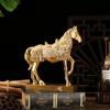 Golden Horse Statue Resin Animals Figure Nordic Abstract Ornaments Chinese Fenshui Figurines for Interior Room Home Decor
