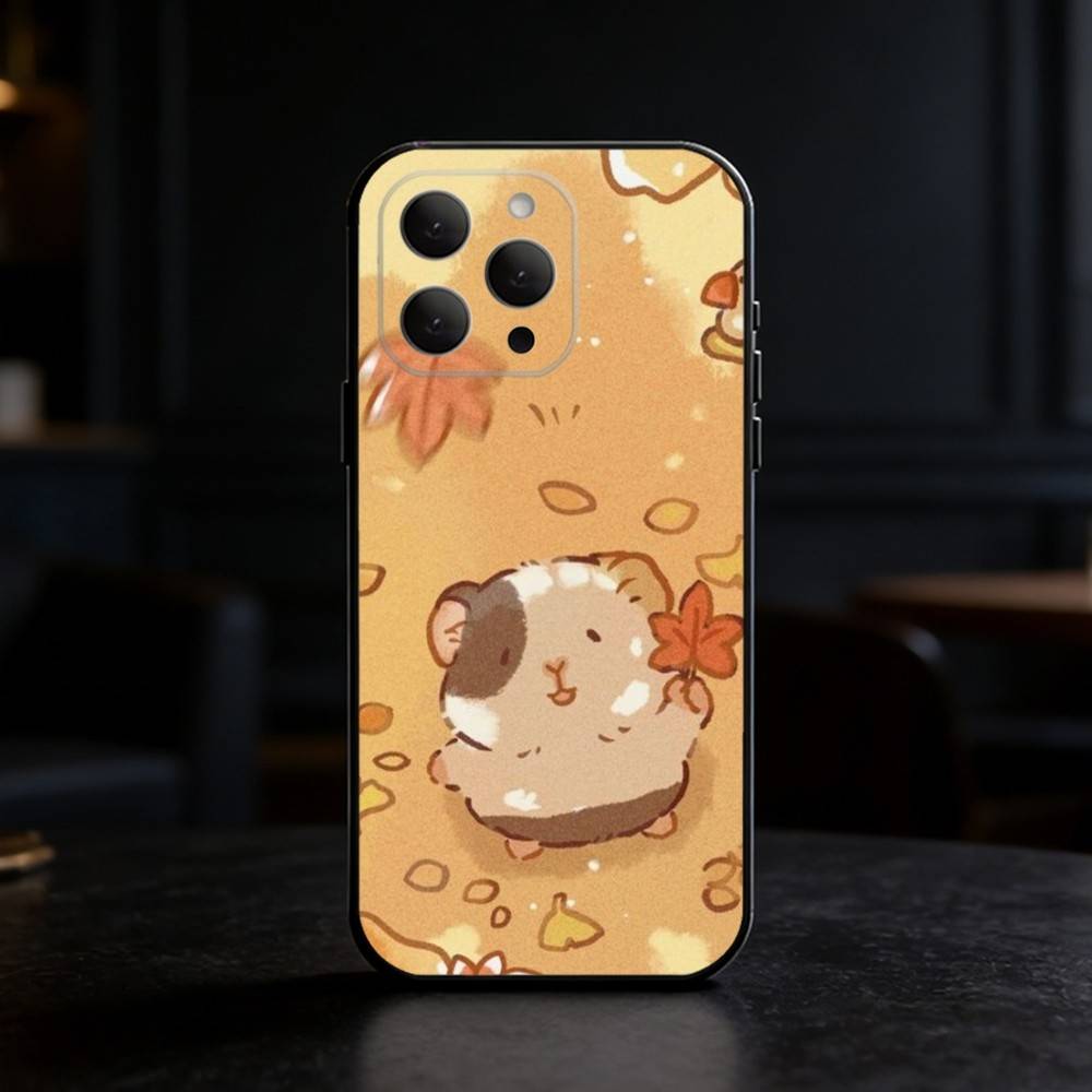 H-Healing guinea pig Phone Case For iPhone 17,16,15,14,13,12,11 Plus,Pro,Max,Mini Silicone black Soft Cover
