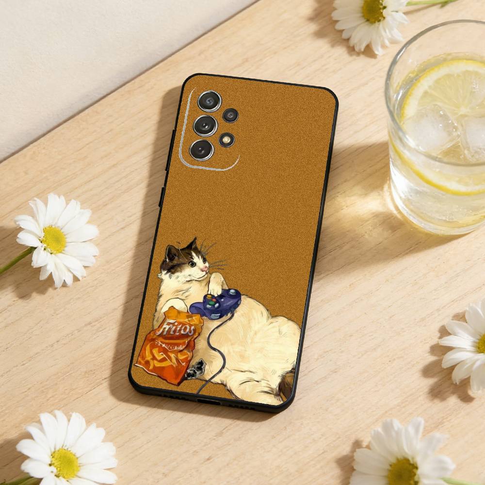Художественная Масляная Живопись Кот Чехол для Телефона Для Samsung S26,S25,S24,S21,S22,S23,S30,Ultra,S20,Plus,Мягкий Силиконовый Черный Чехол