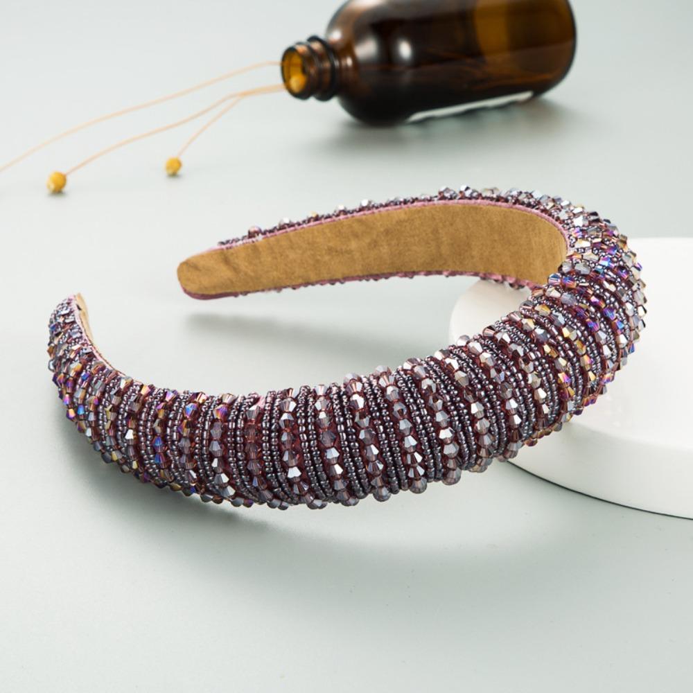 Baroque Sponge Hairband Beads Rhinestone Hair Hoop Fashion Vintage Hair Accessories Party