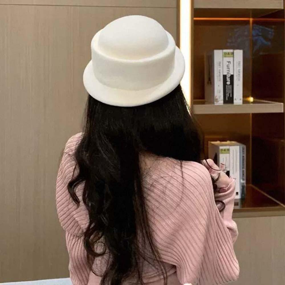 Versatile British Top Hat Beret Woolen Formal Hat Princess Hat Woolen Rolled Edge Cap Fashion Show