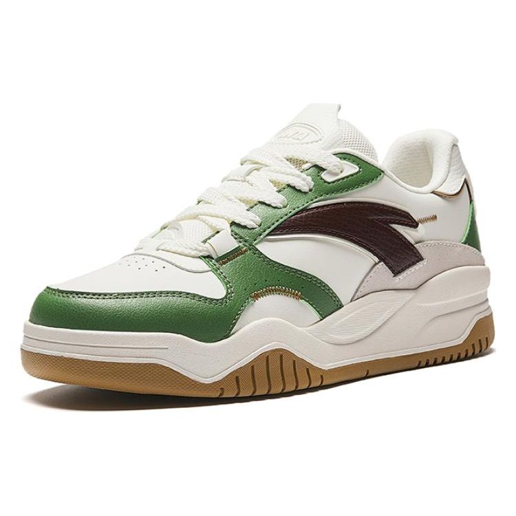 Anta Кроссовки Wave с толстой подошвой, нескользящие, увеличенной высоты, низкие, для скейтбординга, мужские кроссовки, белые, зеленые 912348003-8