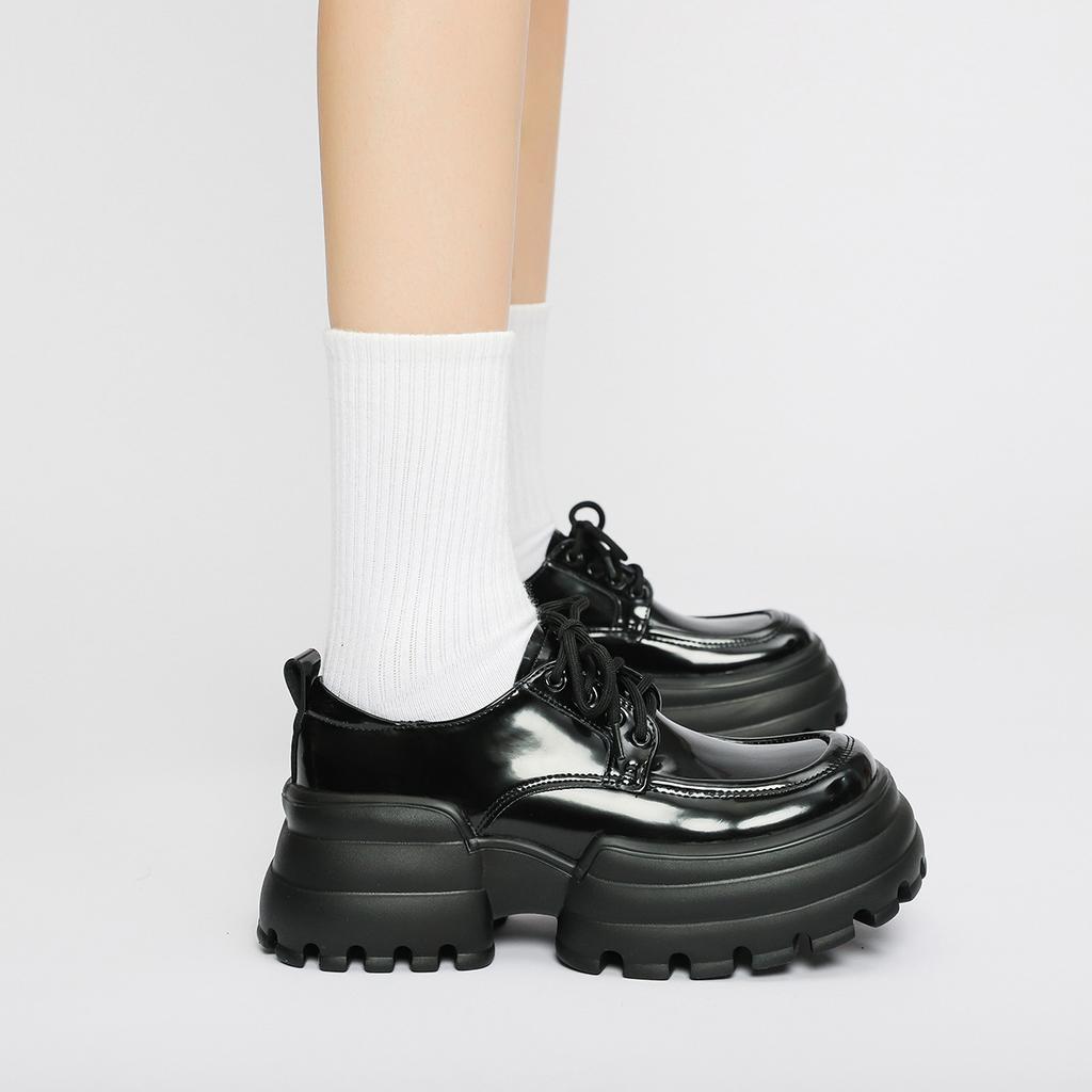 Лоферы на толстой подошве, женские, новые весенние, квадратный носок, спортивные, повседневные, с кисточками, на шнуровке, одинарные, британский стиль, маленькие кожаные туфли