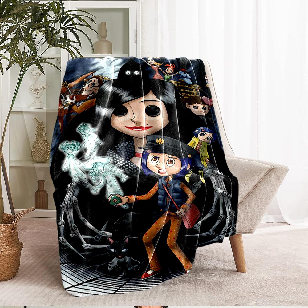 Coraline Theme Printed Blanket - Perfect for Couch, Bed, Travel & Outdoor Use | Machine Washable, Cozy & Durable.