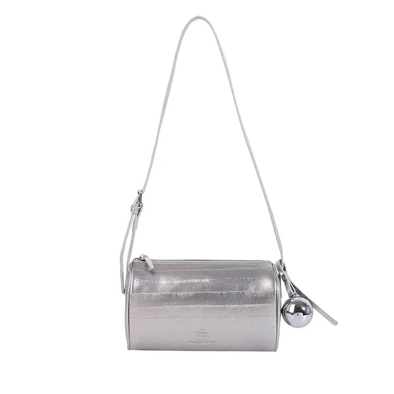 Универсальная серебряная сумка через плечо для женщин, маленькая нишевая дизайнерская модная сумка через плечо