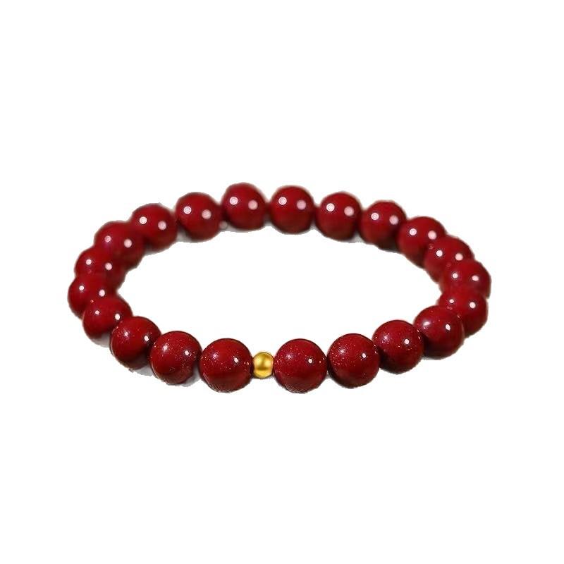 Браслет из киноварно-пурпурных бусин из золотого песка - Дизайн с высоким содержанием красного песка