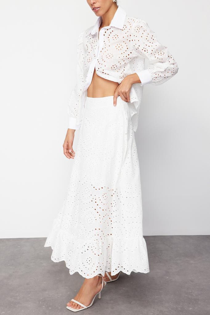 Women Fashion New Skirt White Woven Skirt