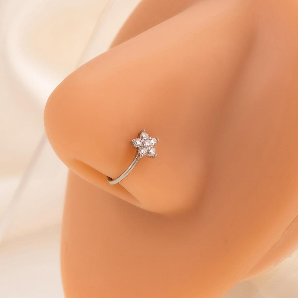 Кольцо для носа в виде листьев и цветов европейского и американского происхождения с бриллиантовой инкрустацией — элегантное, креативное, не требующее пирсинга.