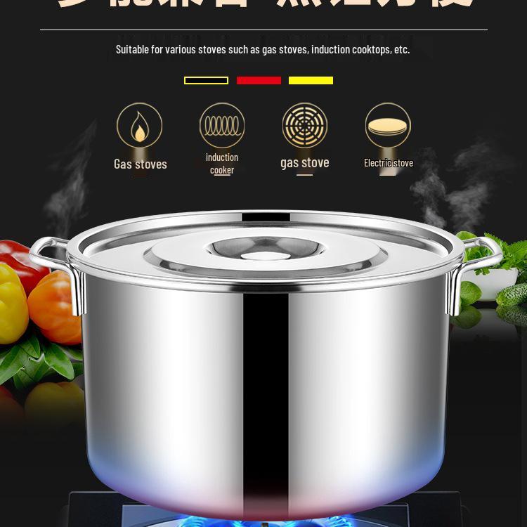 Круглое ведро из нержавеющей стали с крышкой - Суповая и рассольная кастрюля большой емкости