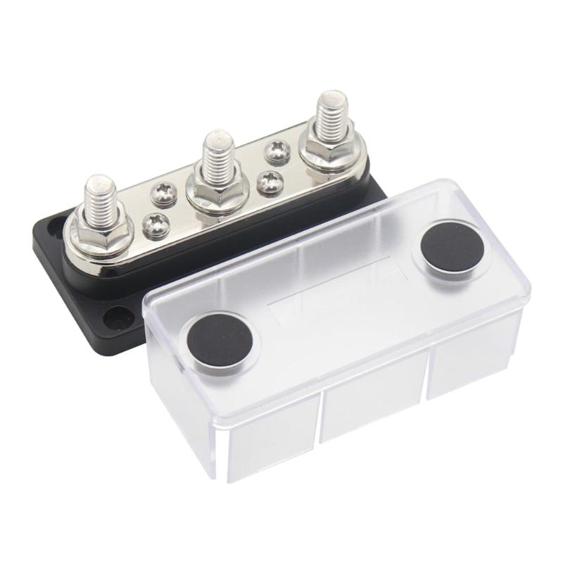 3 Post Power Distribution Block Bus Bar with Cover,300A Rating, Marine Bus Bar, Automobile, and Solar Wiring