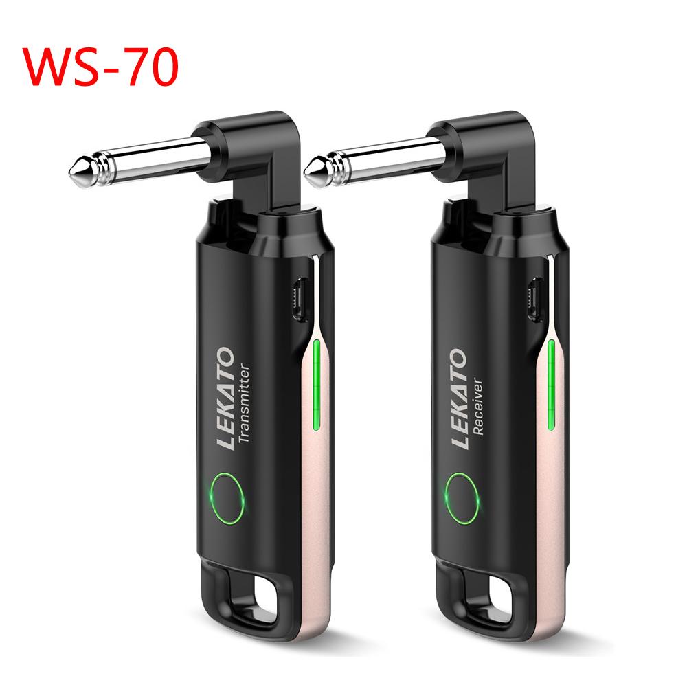 LEKATO WS-70 A8 A9 WS-10 Wireless Guitar Transmitter Receiver System Built-In Rechargeable Audio Guitar Wireless 70 Channels 40M