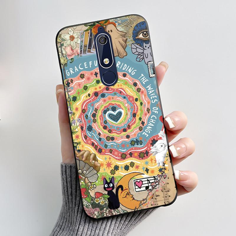 Милый Чехол Для Nokia 5.1/Nokia 5.1 Plus/Nokia X5/Nokia 5 Funda Чехол с Рисунком Защитная Крышка Мягкий Силикон Мультяшный Черный Корпус