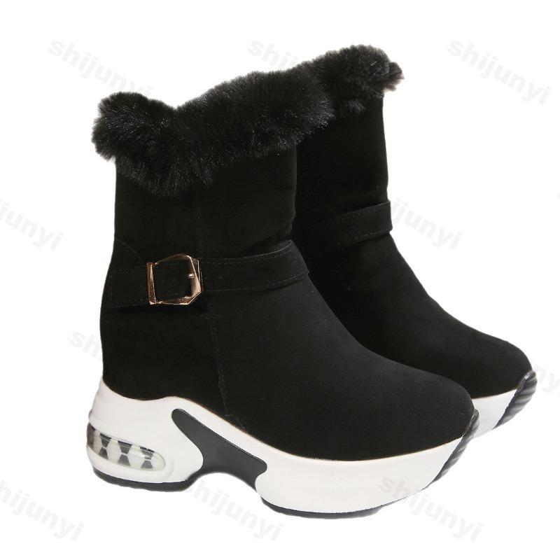 Fashion Fashion Belt Buckle Warm Casual Thick Soled Snow Boots for Women 2025 Winter New Comforatble Versatile Chunky Hairy Cotton Shoes