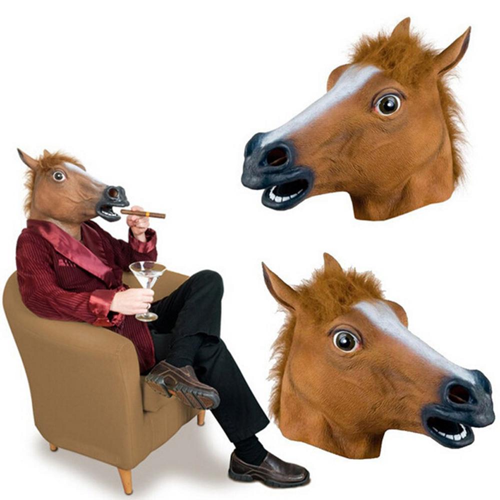 Adult Brown Horse Head Mask Halloween Party Animal Costume Novelty Fancy Prop