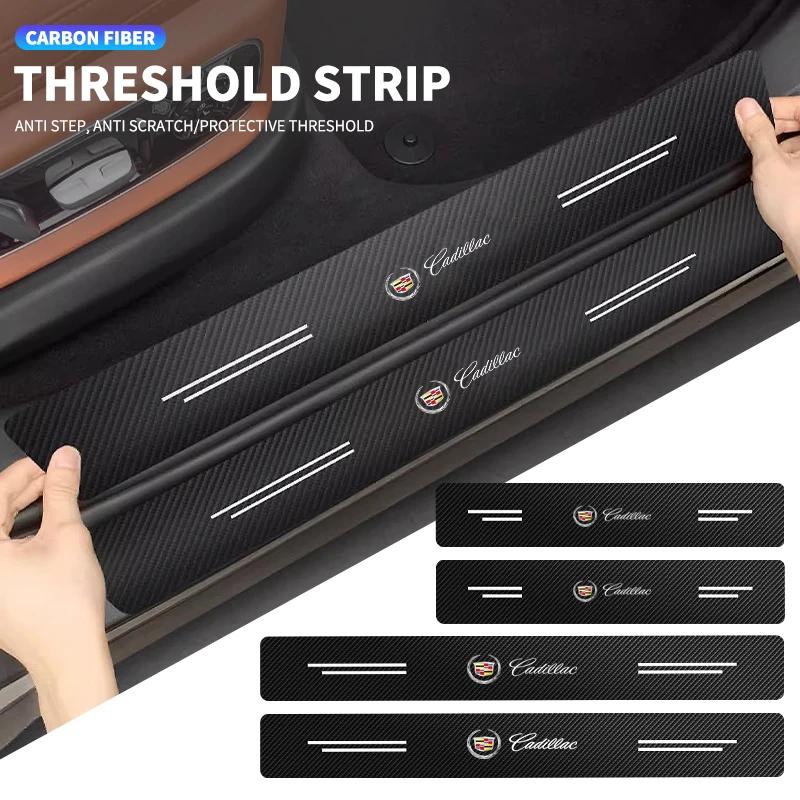 Кожаная полоса для защиты порога автомобиля из углеродного волокна, декоративные автомобильные аксессуары для Cadillac XT5 XT6 ATS XTS SRX XT4 CT5 CT6