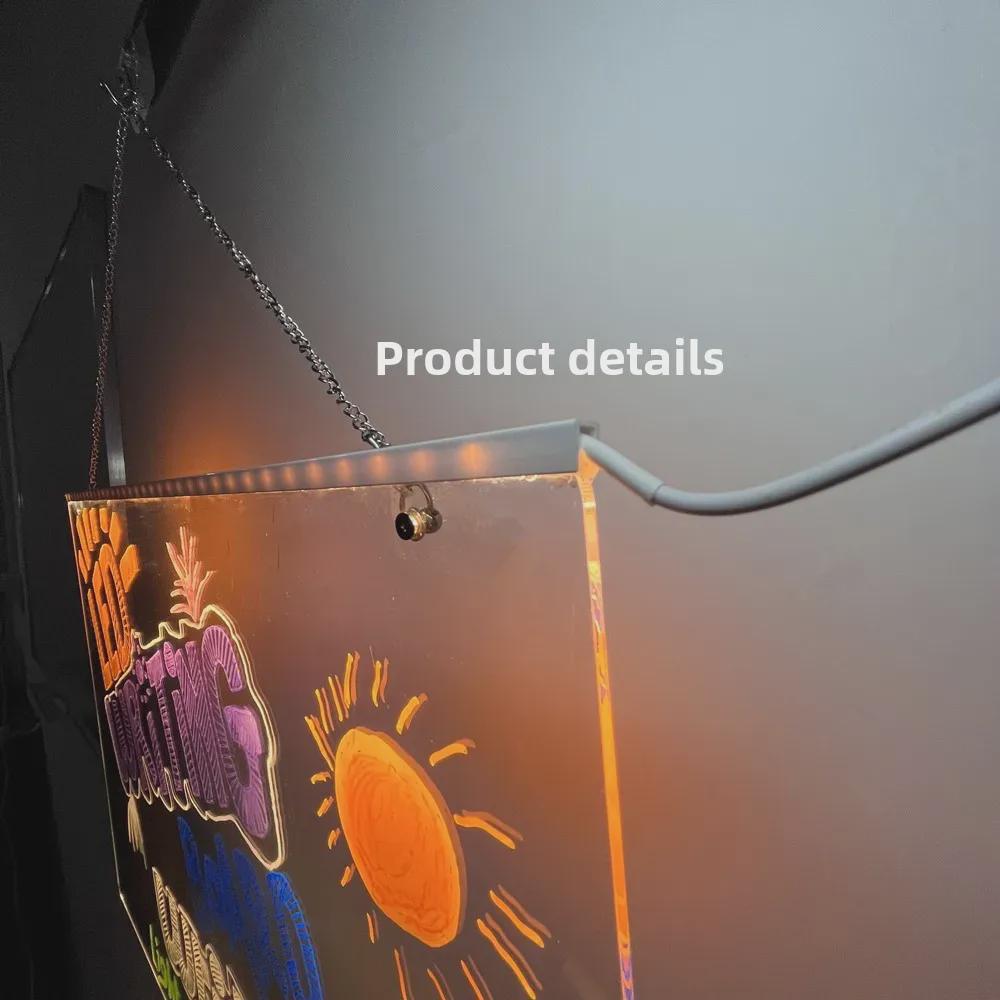 Светящаяся акриловая доска для сообщений своими руками - стираемая светодиодная световая вывеска с флуоресцентными надписями