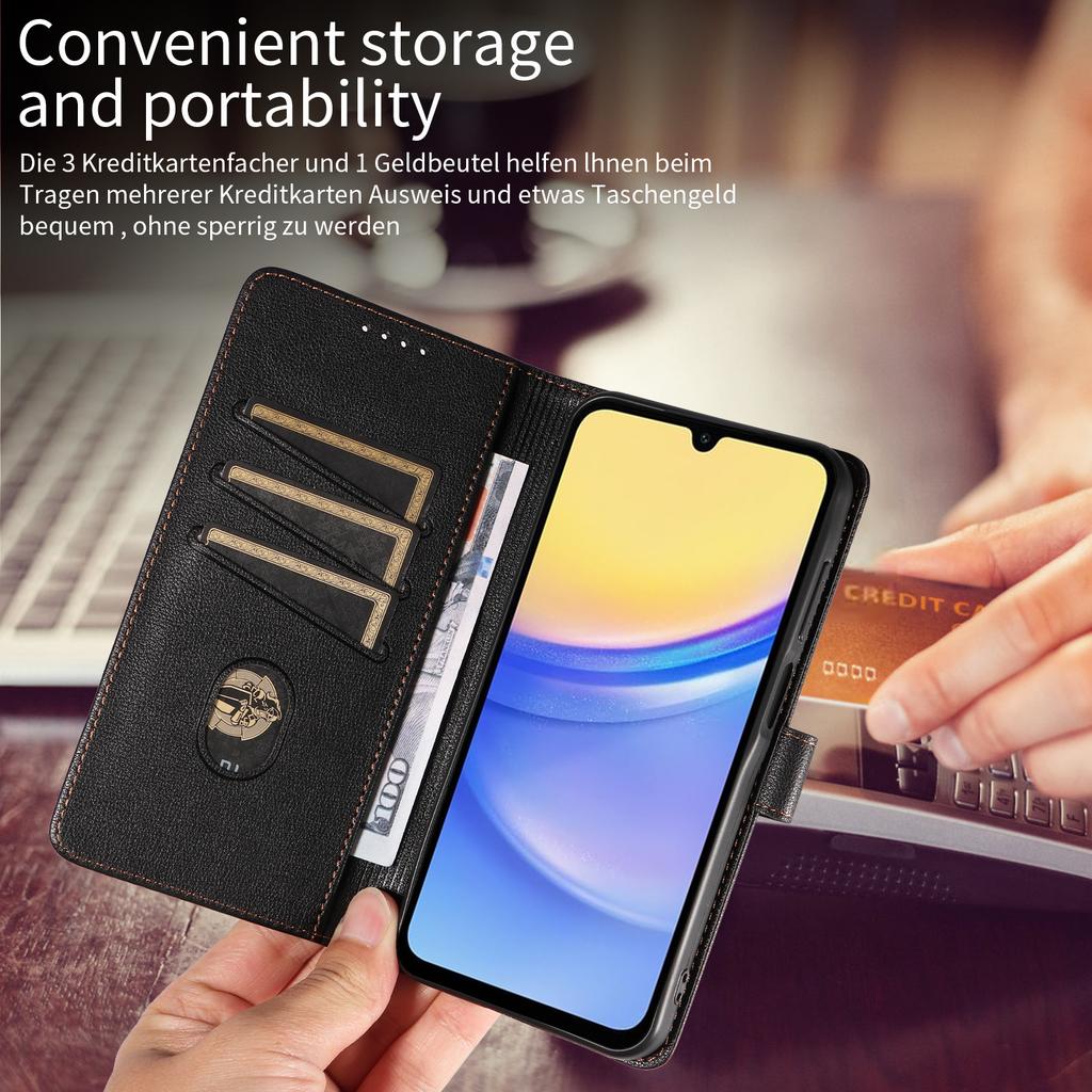 Подходит для чехла телефона Samsung A15 4G/5G, кожаный чехол-книжка с защитой от скимминга для телефона Samsung S24, защитный чехол-книжка
