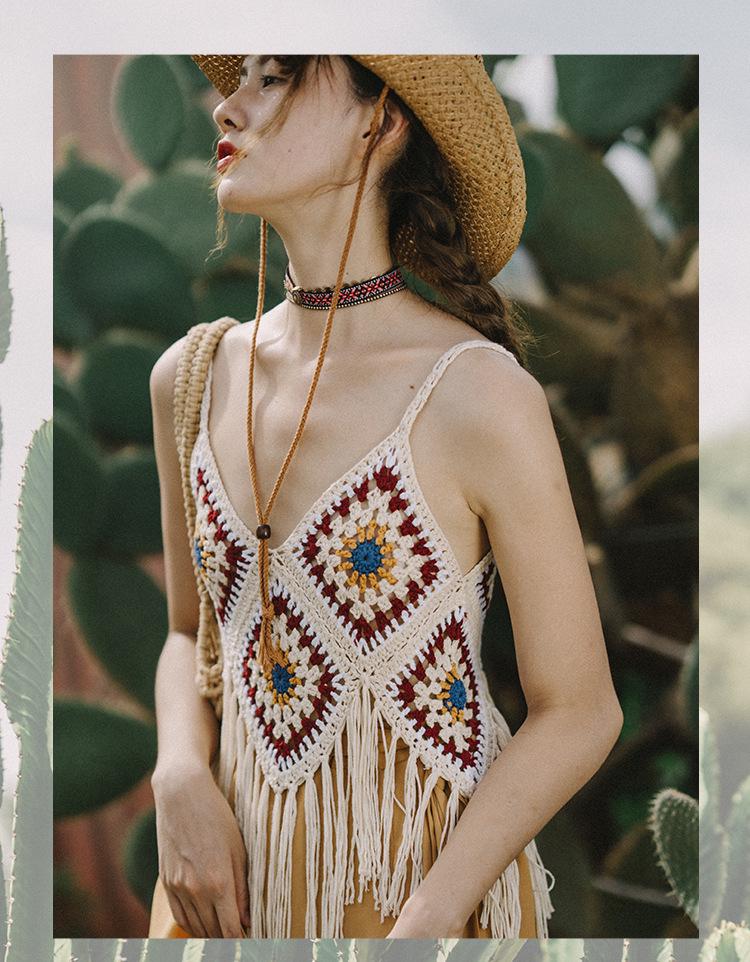 Подтяжки с кисточками ручной работы в этническом стиле - жилет Bohemian Vacation