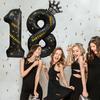 40-дюймовые большие черные воздушные шары с цифрами в виде короны и надувной соломой, товары для детского душа, свадьбы, дня рождения, вечеринки