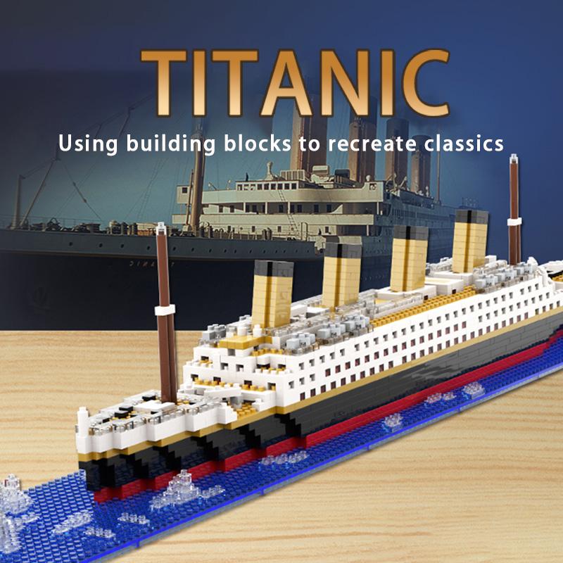 Simulation of Titanic High Difficulty Building Block Micro Particle Toy Puzzle Assembly Cruise Ship Model Children's Gift
