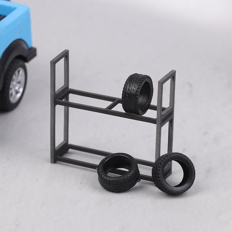 1:Стойка-держатель для шин масштаба 1:64 и 7 шин, Аксессуар для сцены гаража модели автомобиля, Набор инструментов для ремонтной мастерской, Миниатюрный реквизит
