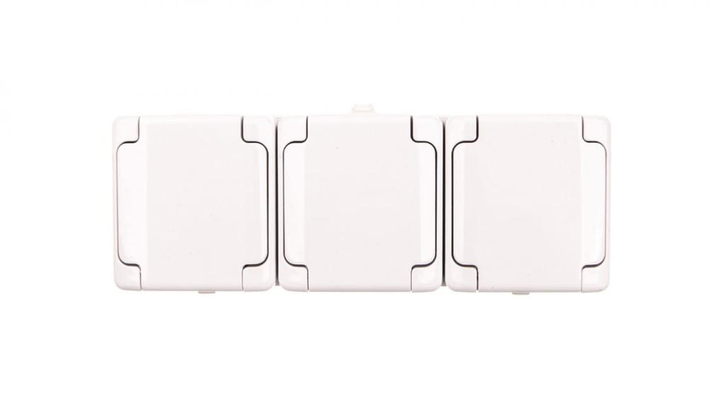 Bryza Triple Hermetic Socket Z/U Ip54 With Flap White 180440