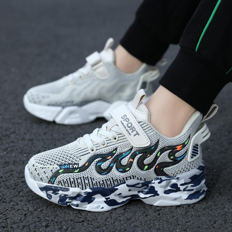 T7998 Boys' Shoes Children's Sports Shoes Middle and Older Children's Manufacturers Approve Dad Shoes Primary School Students' Net Breathable Net Shoe