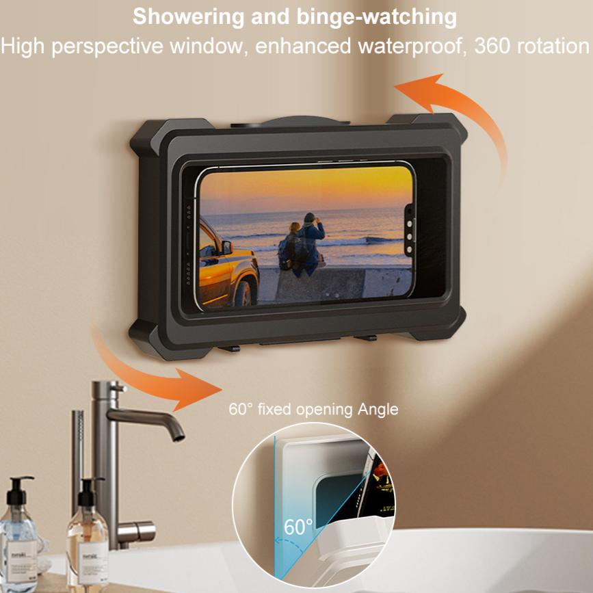 Вращающийся Водонепроницаемый Настенный Держатель для Телефона для Ванной с Сенсорным Экраном Домашний Настенный Чехол-Подставка Коробка Герметичный для Душа Хранение для 4-7"