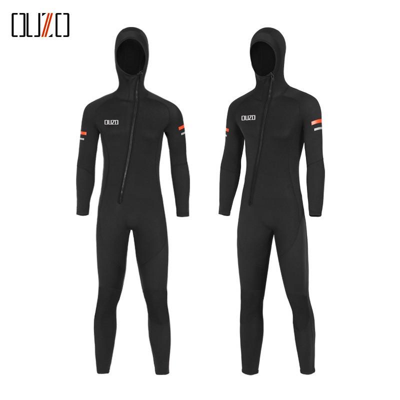 OUZO Mens 1.5mm Full Wetsuit With Hood Long Sleeve Surfing Diving Swimming Warmth UV Protection