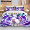 10 Sizes Pokemon Mewtwo Printed Bedding Set Cartoon Anime Duvet Cover Comforter Pillowcase Boys Girls Children Adults King Gift