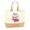 Sac Cabas - PLANETEE - Merci Bassiste Géniale - Jute - Beige - Imprimé En France