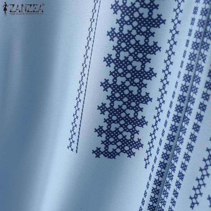 ZANZEA Women Casual Round Neck Summer Short Sleeve Print Dress