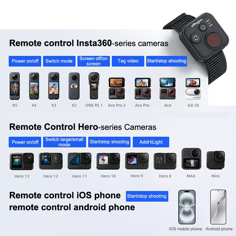 1 Комплект Для Insta 360 X5 X4 X3 X2 Go3S Ace Pro 2 8 9 10 11 12 13 Аксессуары Спортивные Камеры Bluetooth Пульт Дистанционного Управления