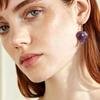 Amethyst Rhombus Earrings Women's Niche Design Sense High-end Light Luxury Gold Ear Hook French Temperament Earrings Gift