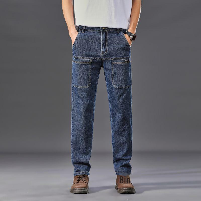 Мужские модные облегающие рабочие джинсы с шестью карманами - молодежный прямой покрой