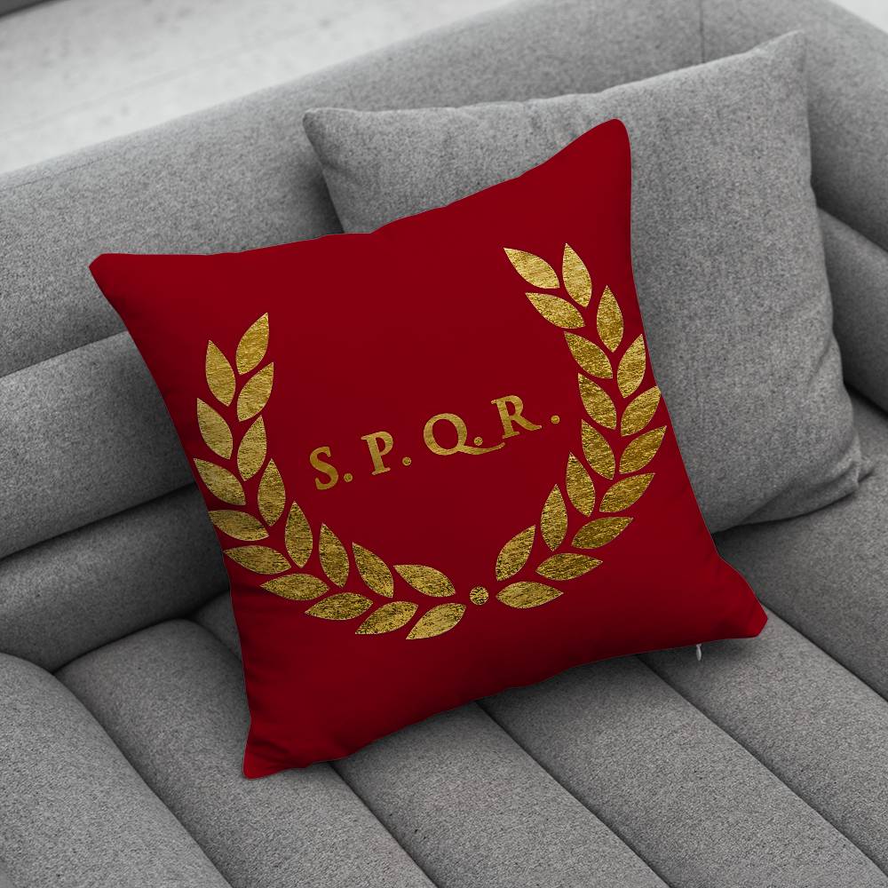 Ретро Чехол для подушки SPQR Римской Империи Чехол от пылевых клещей Невидимая молния Шелковистый короткий плюш Чехол для подушки дивана
