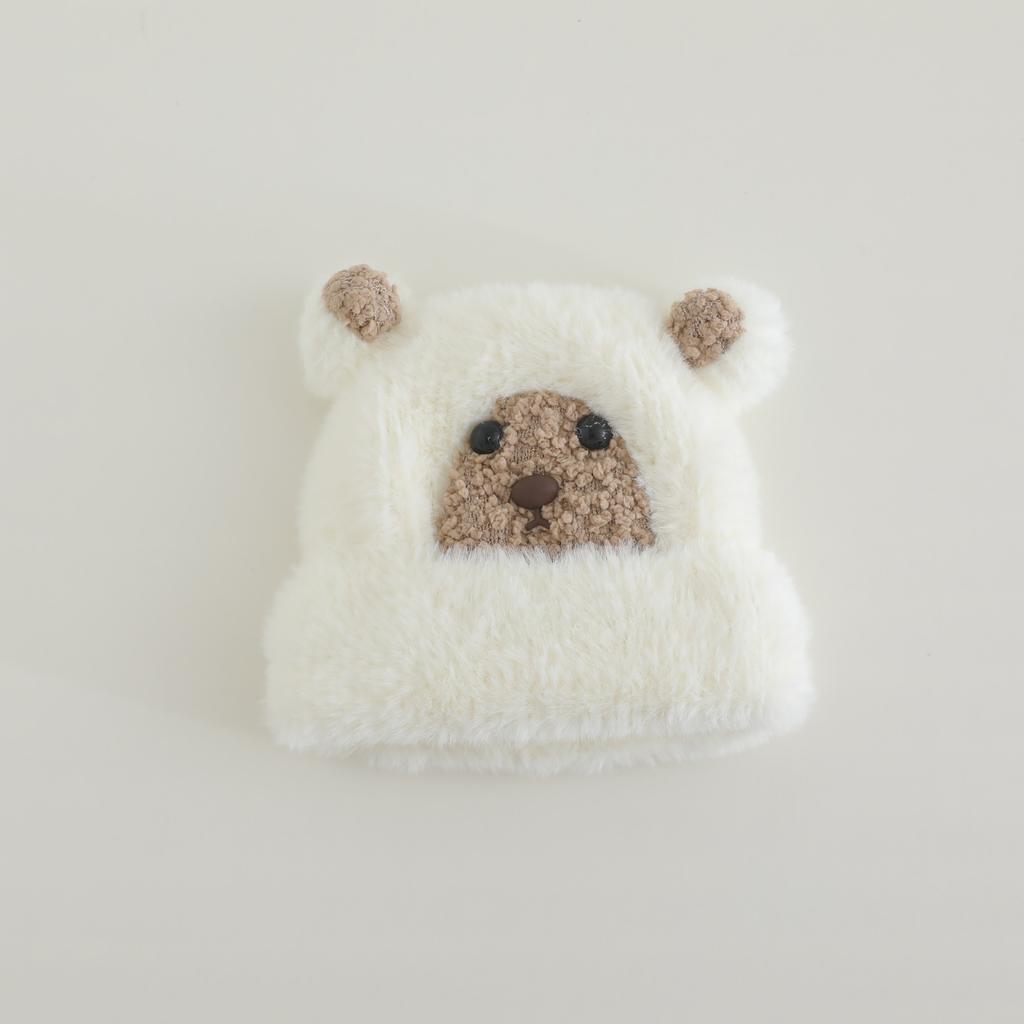 Милая Милая Кукла Медведь Плюшевая Шапка для Женщин на Осень и Зиму Новая Теплая и Утолщенная Шапка-Пуловер, Подчеркивающая Маленькое Лицо