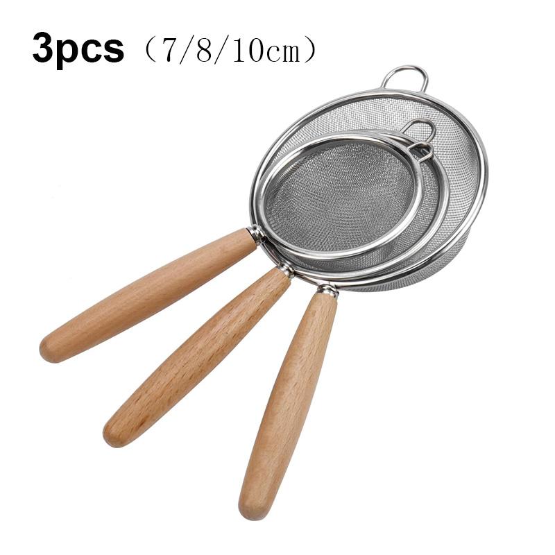 1Pce Stainlesss Steel Fine Mesh Strainer Set Versatile Long-Handle Sieves for Flour Tea Coffee Oil Filtering
