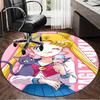 1PC Pink Moon Puella Magi  Round Rug, Non-slip Chair Mat, Home Decor, Circle Carpet Perfect for Office, Bedroom, Living Room,Christmas gift