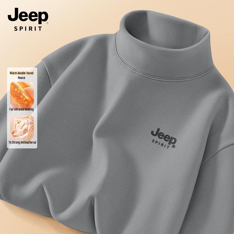 JEEP SPIRIT Men's Half-Turtleneck Thermal Long-Sleeve Shirt
