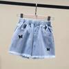 Джинсовые шорты для девочек, модные тонкие шорты с высокой талией для девочек, летние
